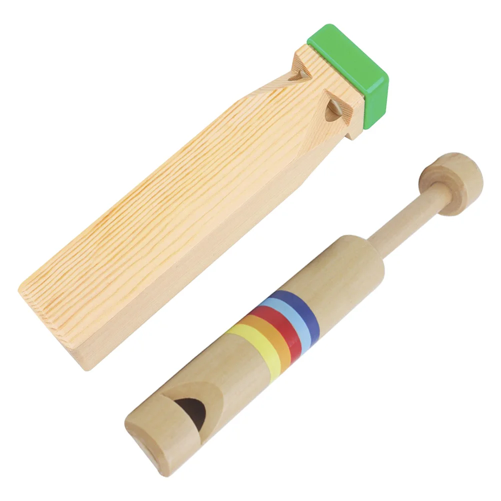 2 pezzi fischietto scorrevole flauto in legno treno giocattolo per bambini strumenti musicali leggero portatile divertente coinvolgente pratico sviluppo per principianti