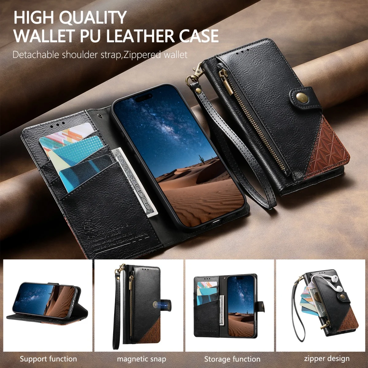 Funda de piel sintética con cr - Phone Cases With Wallet reseña y precio