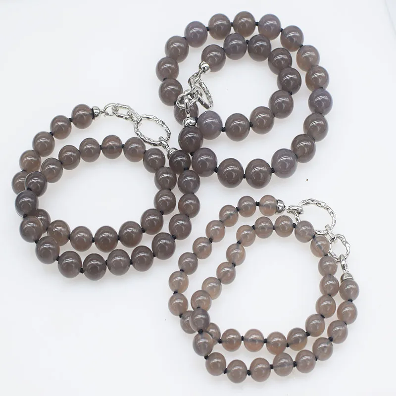 Gray Agate round 10mm12mm 14mm necklace 46cm wholesale nature jewelry  beads