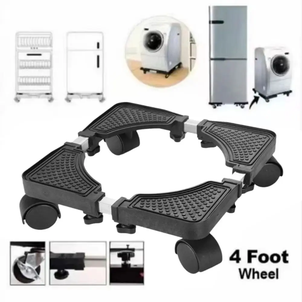 

Adjustable Universal Wheel Mobile Rack 4 Locking Wheels Noise Reduction Washing Machine Holder Retractable Strong Load-bearing