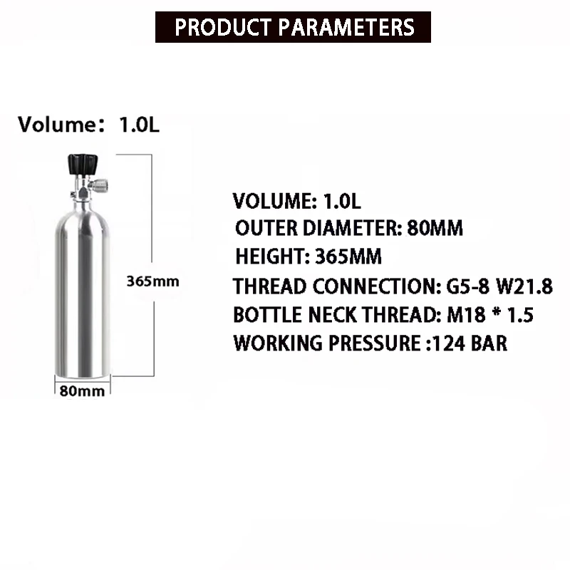 Aquarium CO2 cylinder Aquatic plant fish tank CO2 high-pressure aluminum alloy cylinder Oxygen cylinder CO2 aluminum cylinder