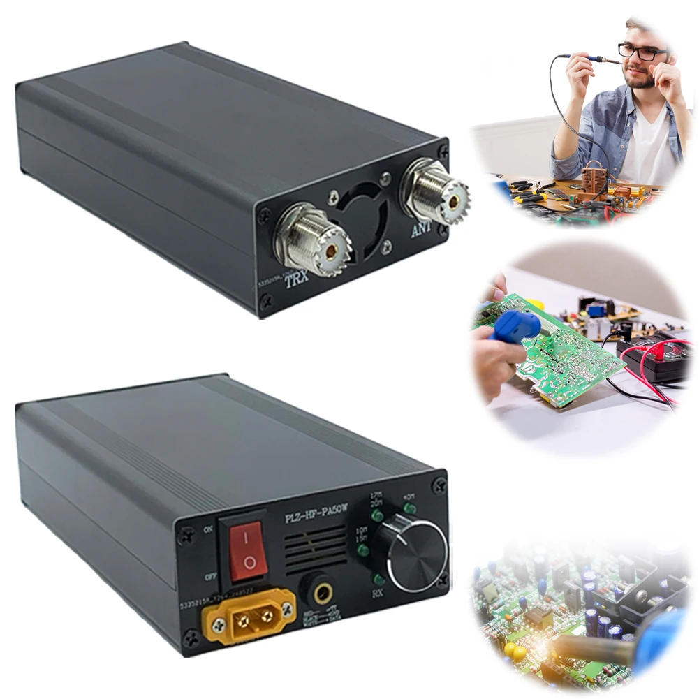 2MHz-30MHz 50W Power/SWR Meter + Auto LPF Filter with 4-Gear LPF Smart Shortwave HF Power Amplifier Short Power Amplifier