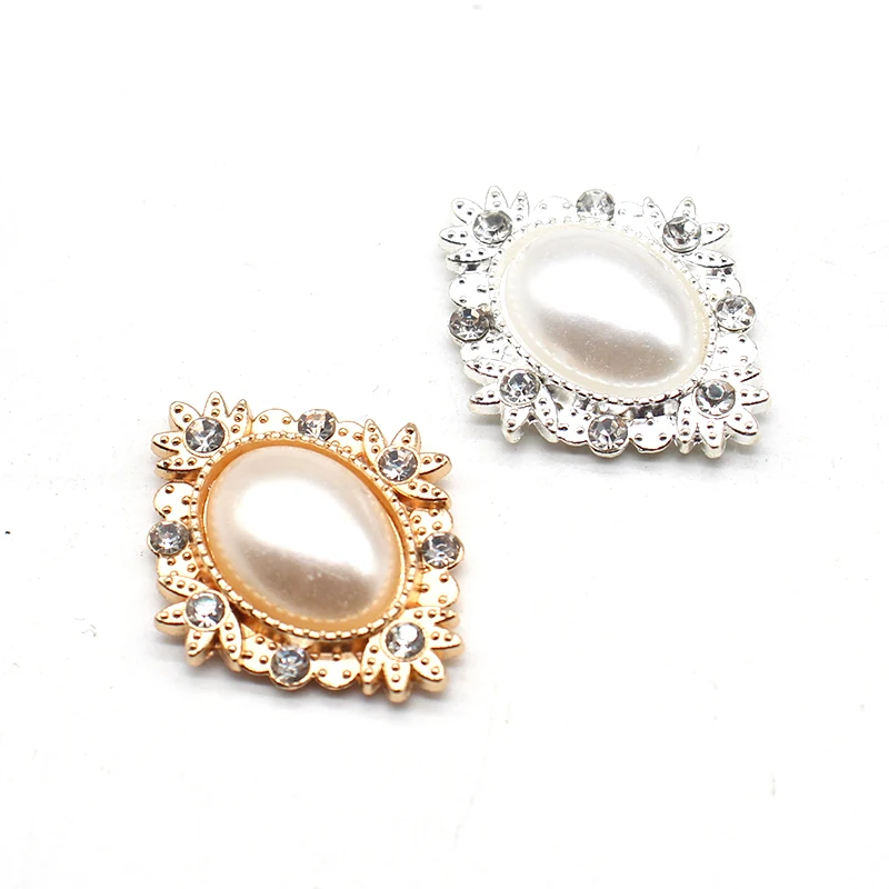 

New 10Pcs Alloy Shiny Diamond Oval Pearl Alloy Accessories DIY Clothing Hair Accessories Decoration Jewelry Accessories