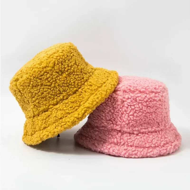 Smooth Board Plush Lamb Hair Hat Solid Color Women Fashion Lambswool Newsboy Cap Ladies Casual Keep Warm Fisherman Hat