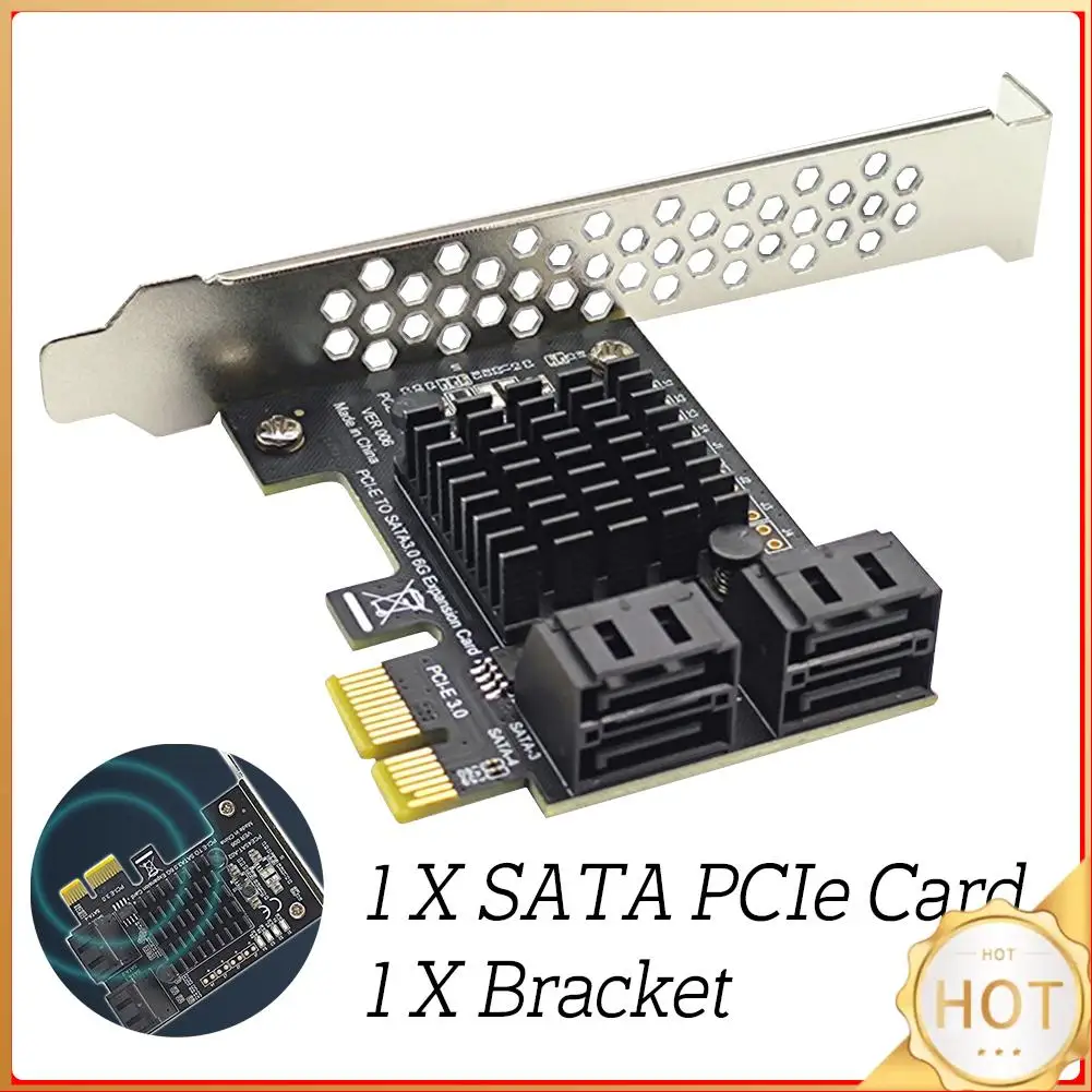 

Адаптер для SSD-накопителей, 4-портовая карта расширения SATA III PCIe, контроллер SATA 6 Гбит/с для PCI-e 1X с кронштейном