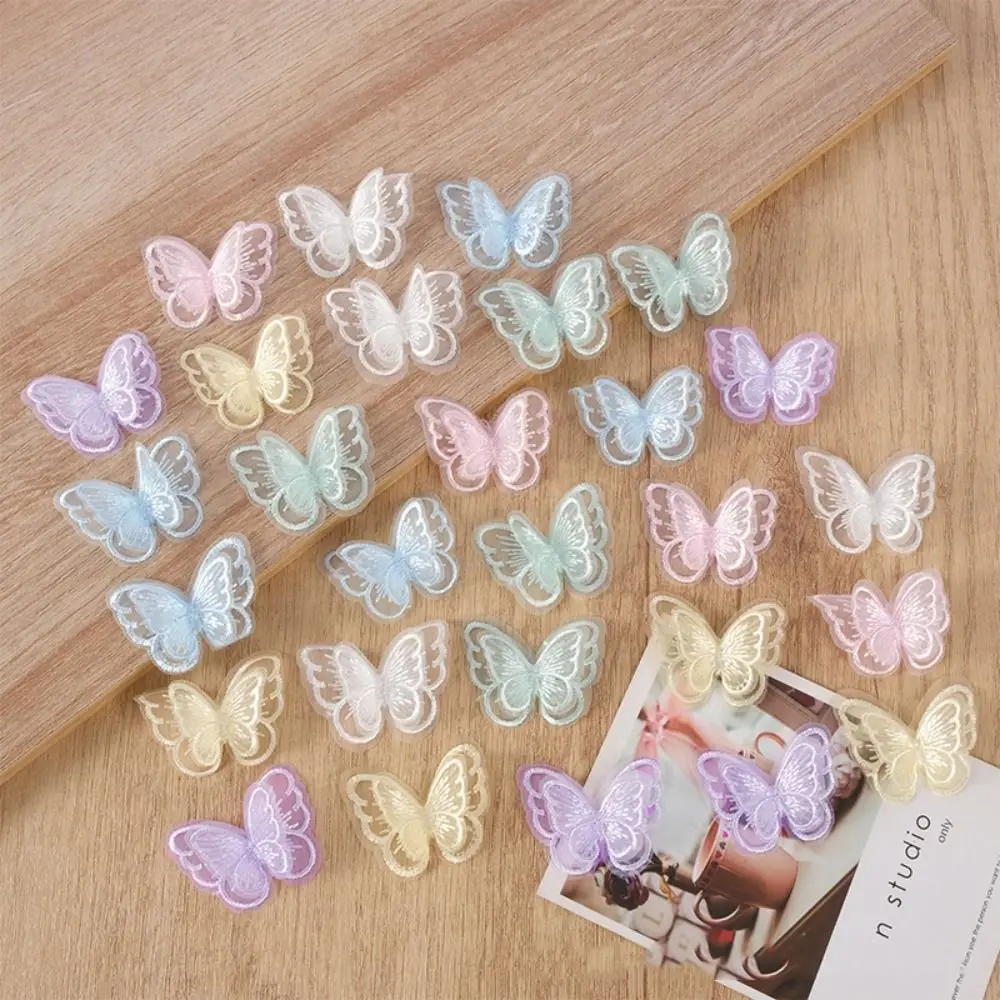 

20 шт. двухслойных аппликаций-бабочек, полупрозрачные 3D-имитации бабочек из сетки, нашивки ручной работы, сказочные украшения для шитья и рукоделия