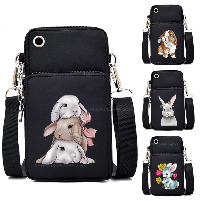 Cute Rabbit Graphics Shoulder Bag Women Mini Mobile Phone Bag Cartoon Bunny Messenger Purse Easter Teenager Small CrossBody Bags