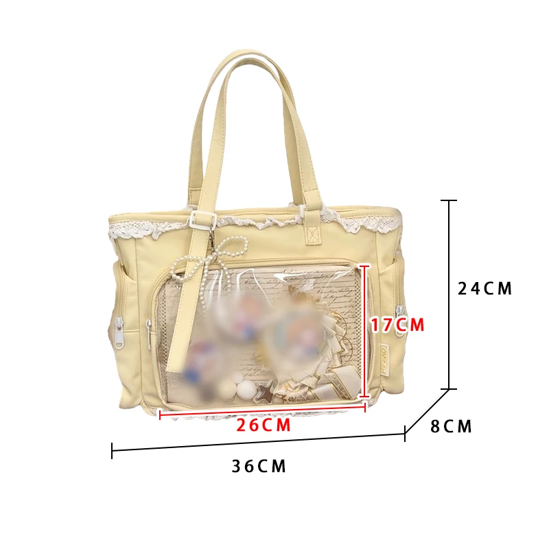 

Sweet Lolita Women Ita Bags Japanese Style Crossbody Casual Bag DIY Anime Badge Tote Bag Large Capacity For Women'S Handbag