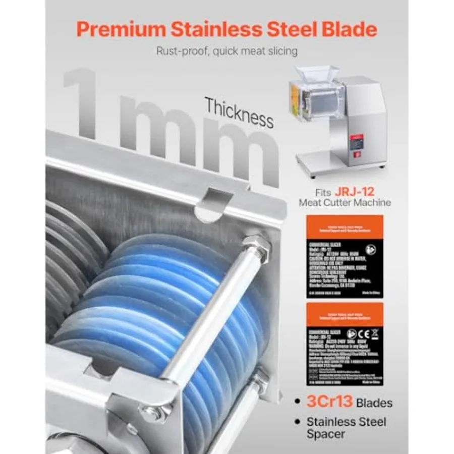 مجموعة شفرات من الفولاذ المقاوم للصدأ مقاس 7 مم لآلات تقطيع اللحوم التجارية مثالية لتقطيع اللحوم بدون عظم وتطبيق القطع الدقيق