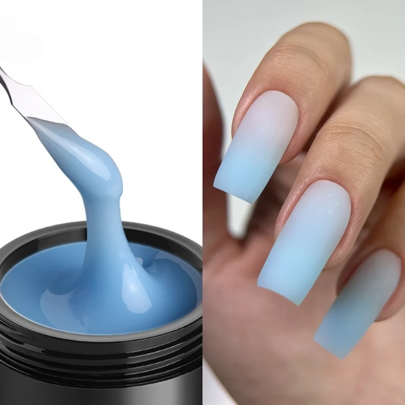 MSHARE Hema Tpo Free Translucent Jelly Blue Yellow Green Gradient Self Leveling Hard Gel Quick Extension UV LED Nail Gels 50ml