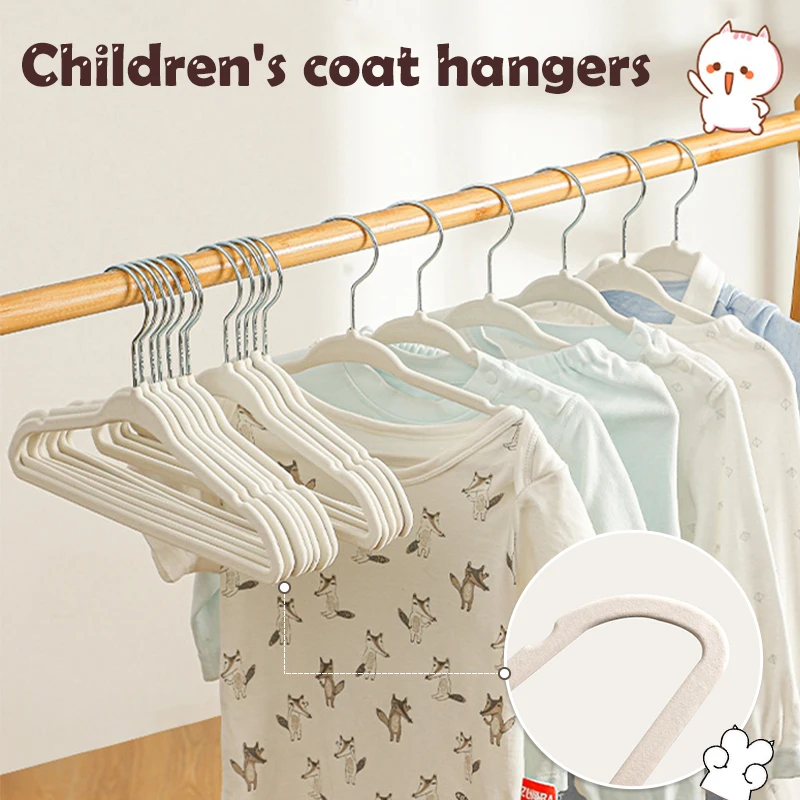 10/20pcs Velvet Hangers Non-Slip Rotin Baby Clothes Hangers Portable Children Closet Organizer Drying Clothes Space Saving