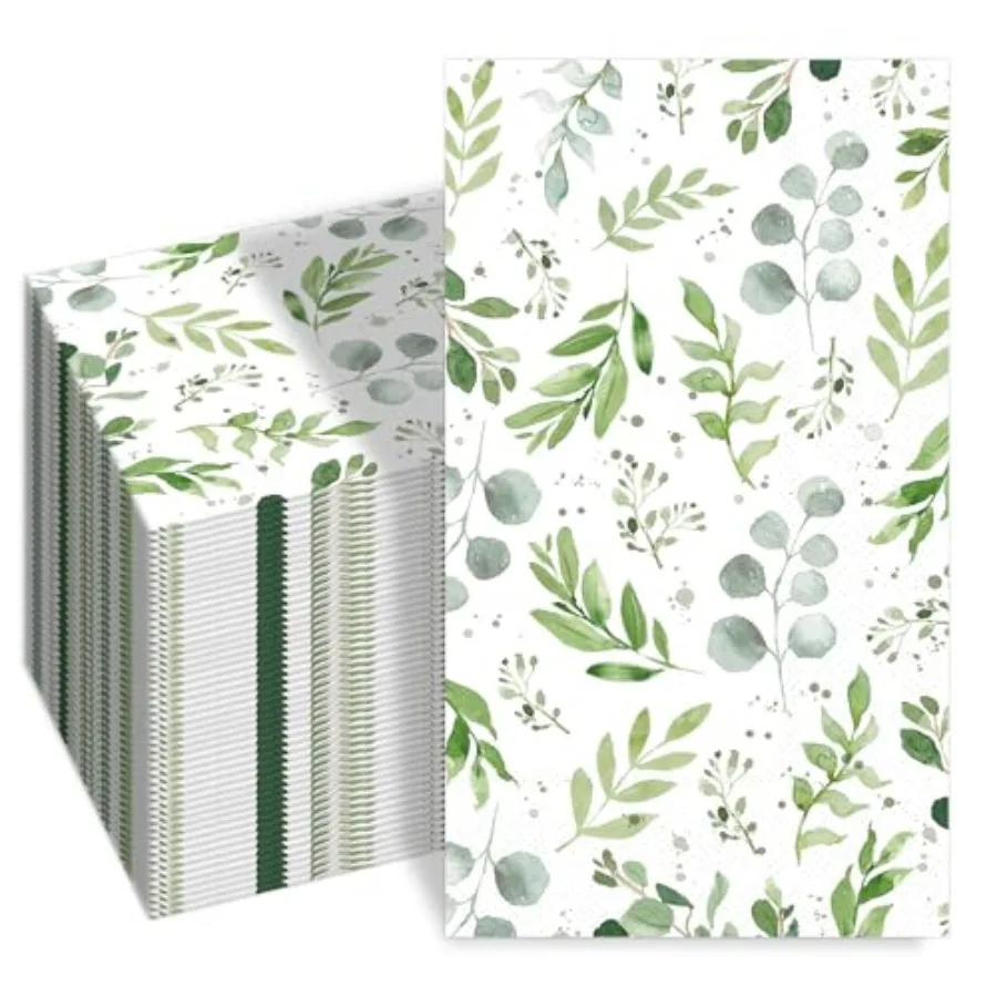 100 PCS Eucalyptus Napkins, Green Napkins Disposable, 3 Ply Greenery Guest Paper Napkins for Family Party Summer Wedding Annive