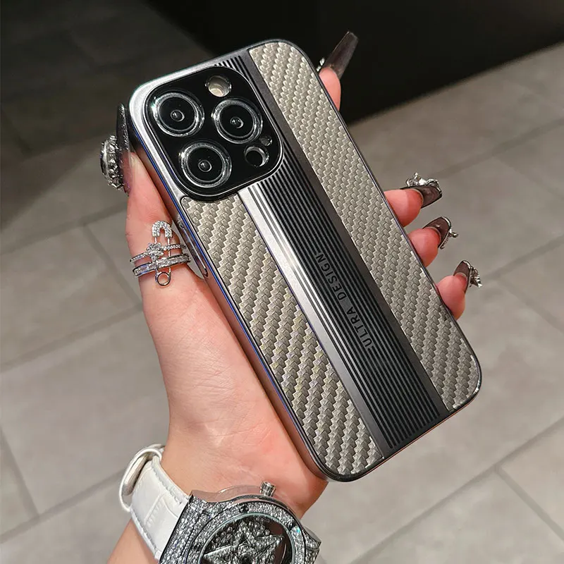 

Новый чехол для телефона с текстурой карбона, роскошный цветной Разлагаемый чехол для Iphone 12 13 14 15 Pro Max Plus