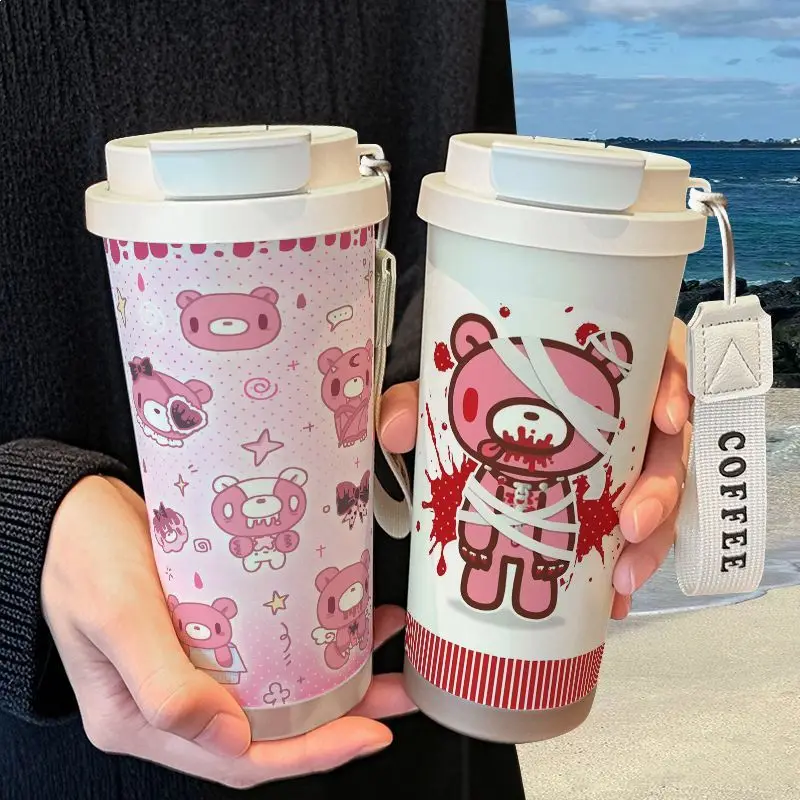 Gloomy Bear mug high color value cartoon graffiti printing large capacity portable student outdoor double drinking straight cup
