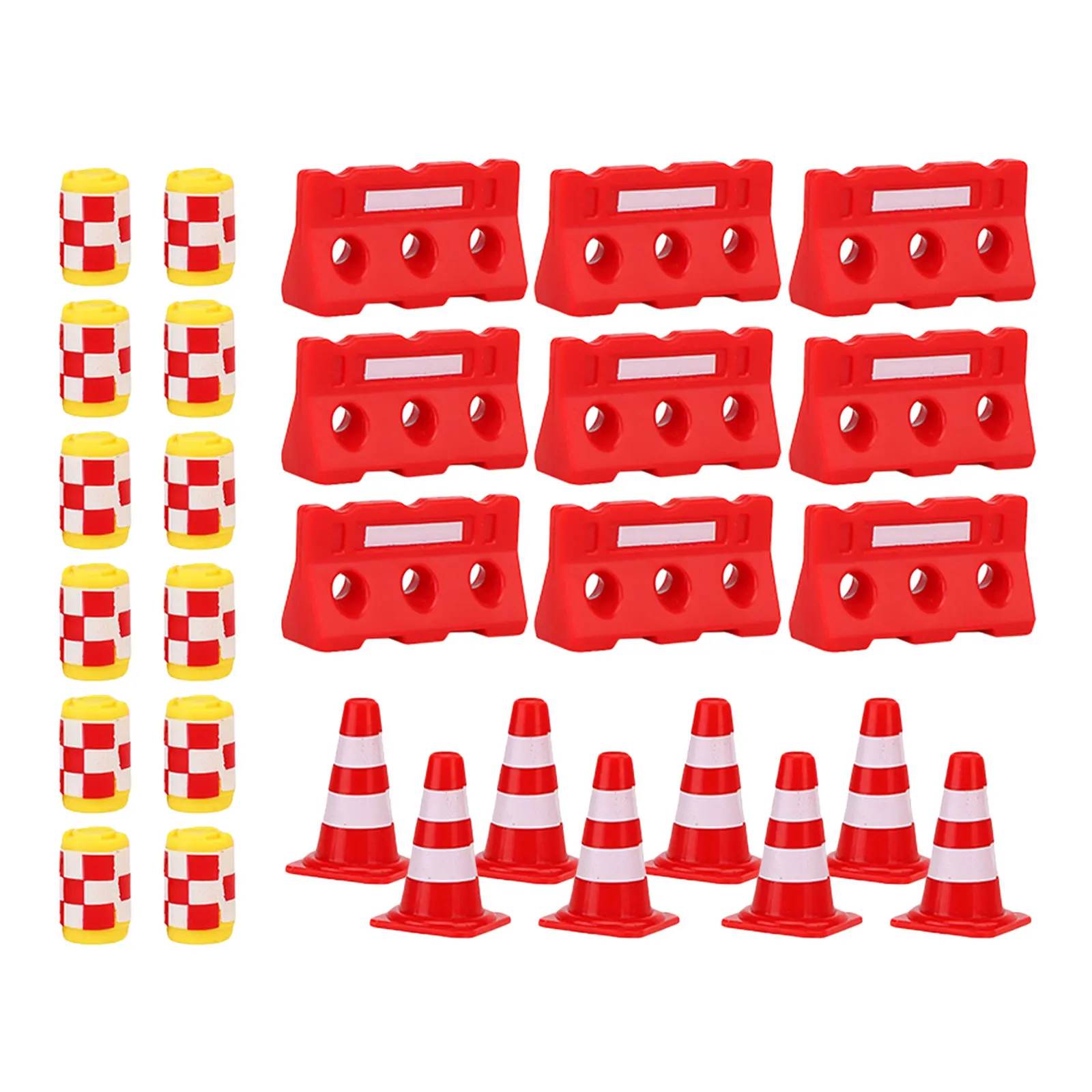 36Pcs Traffic Road Signs Mini Cones Fences Buckets Educational Learning Set for Kids Hand Eye Coordination Birthday Gift
