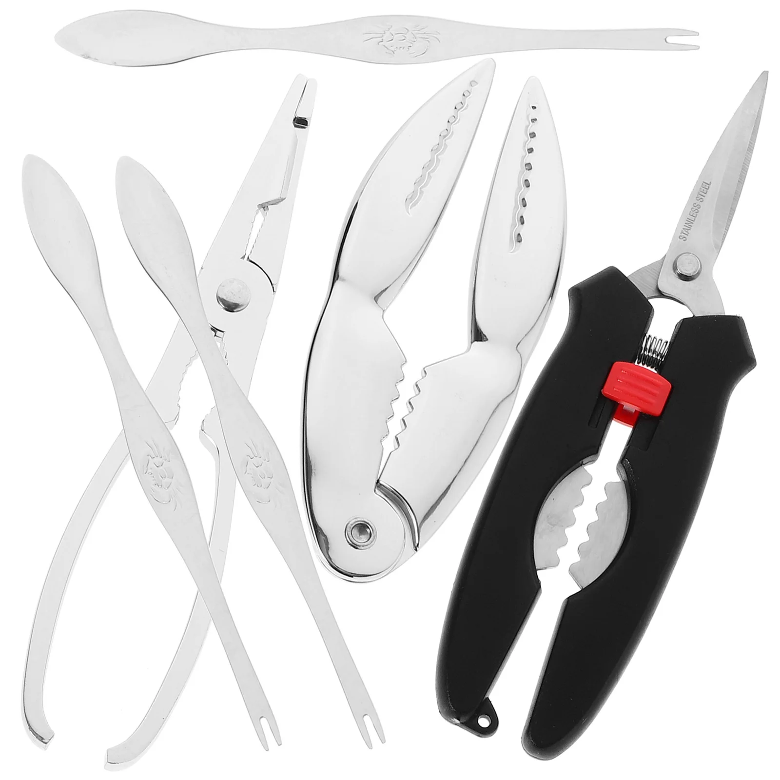 

1Set 6-Piece Crab Peeling Tools Premium Stainless Steel Crab Eating Tool Set for Seafood Lovers Gift Idea Seafood Eating Tools