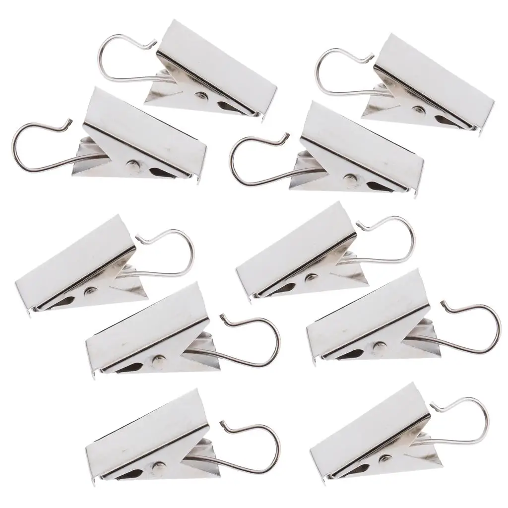 2X 10Pcs Heavy Duty Curtain Clips with Hook Spring Clamps Hanger Clips Pegs Pin