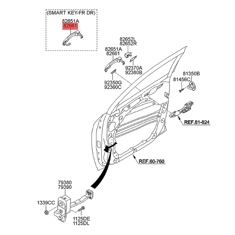 Left&Right Front Door Handle Smart Key 82651-D3710 82661-D3710 For Hyundai Tucson 16-21 Outer Door Handle Pull Chrome