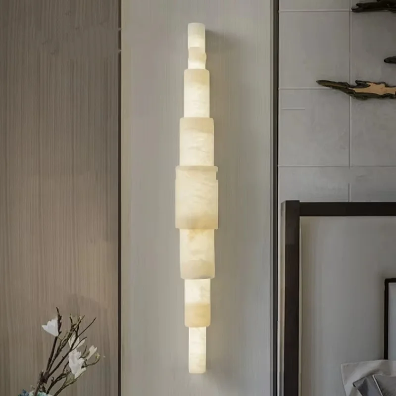 

Настенный светильник из натурального мрамора, французский стиль, роскошный, для дома, простой, для фоновой стены, дизайнерский, креативный, для коридора, спальни, прикроватный светильник