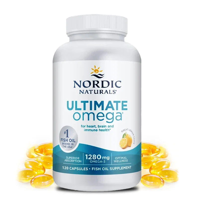 Suplemento de aceite de pescado Premium Omega-3, suplemento con sabor a limón - 1280 mg con EPA y DHA