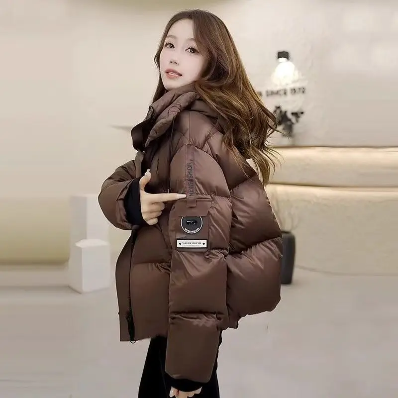 

Short-sleeved cotton coat for women, 2025 winter new style, warm and stylish, thick and loose cotton coat for outerwear