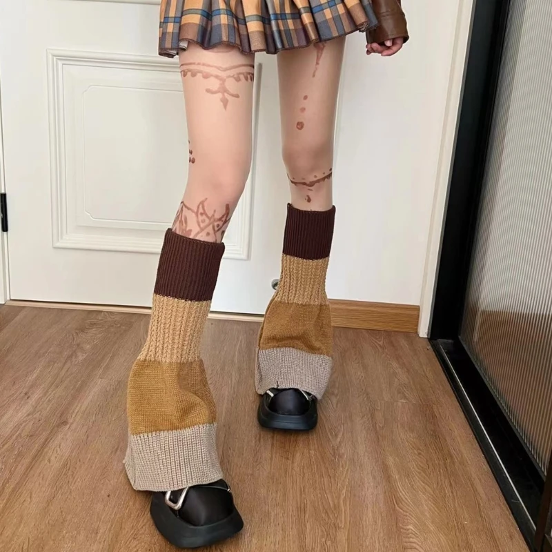 Harajuku Y2k, ropa para piernas, calentadores de piernas de punto acampanado, calcetines hasta la pantorrilla, ropa de calle de