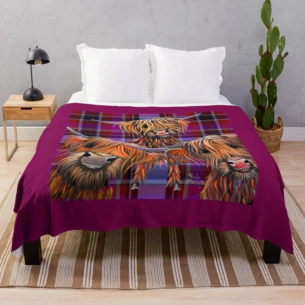 HiGHLaND CoW PRiNT ' THe BaKeD BeaNS oN TaRTaN ' BY SHiRLeY MacARTHuR Throw Blanket Plush Blankets For Bed sofa bed Blankets