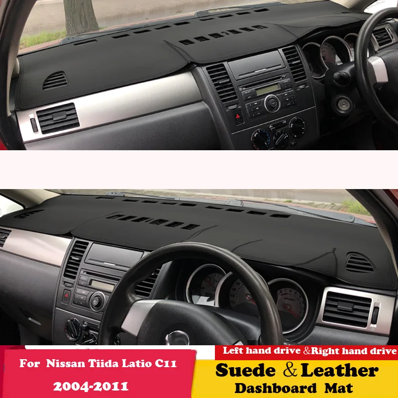 For Nissan Tiida C11 2004-2011 Tiida Latio Versa Trazo Suede Leather Dashmat Dashboard Cover Pad Dash Mat Carpet  Accessories