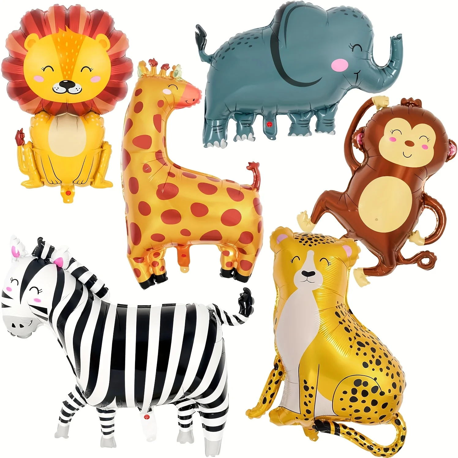 6pcs Jungle Safari Animal Balloons Birthday Party Decorations Giant Safari Balloon For Boy Wild One Theme Zoo Monkey Elephant Ze