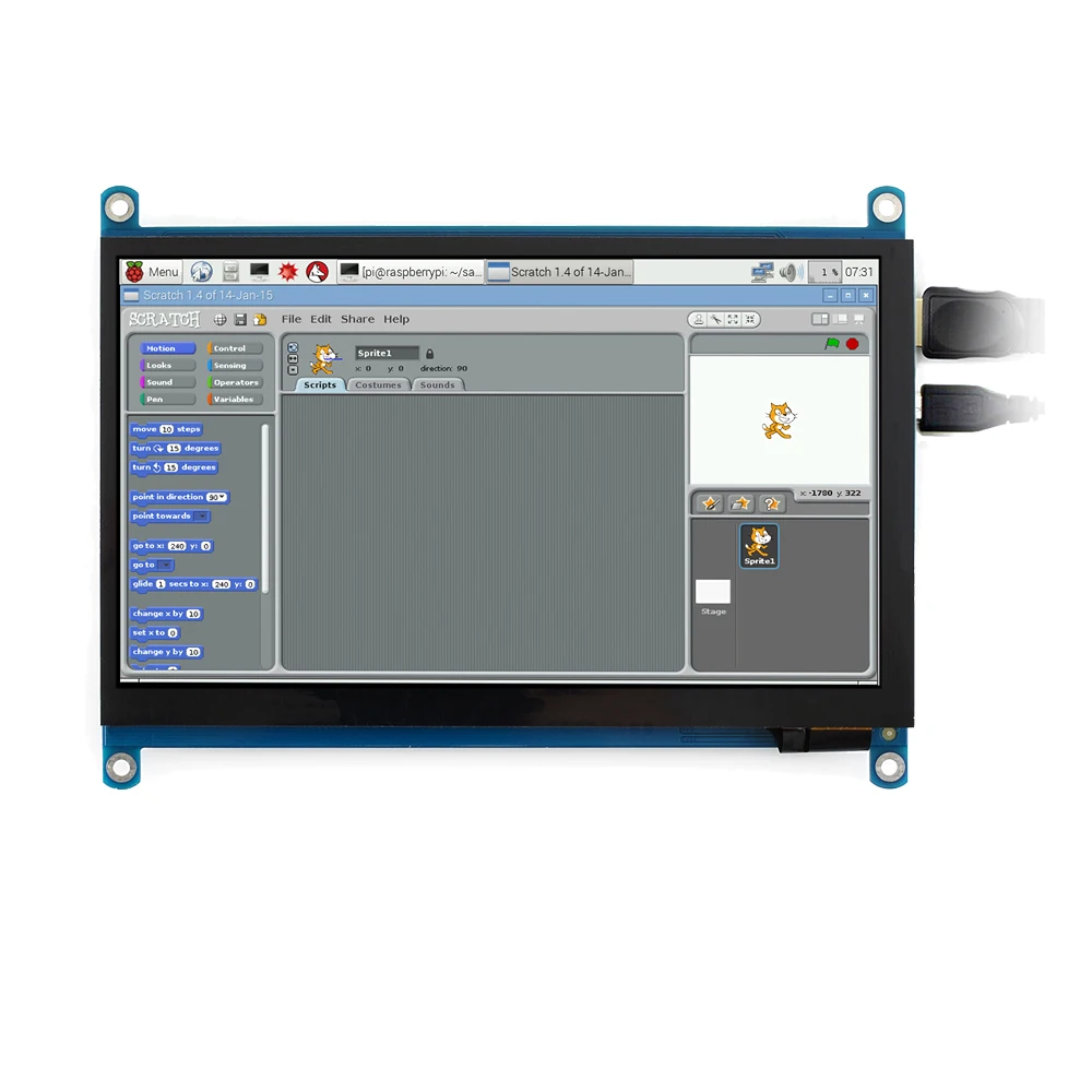Waveshare 7 inch HDMI LCD (H) Computer Monitor 1024*600 IPS Capacitive Touch Screen Supports Raspberry Pi Jetson Nano Win10 Etc