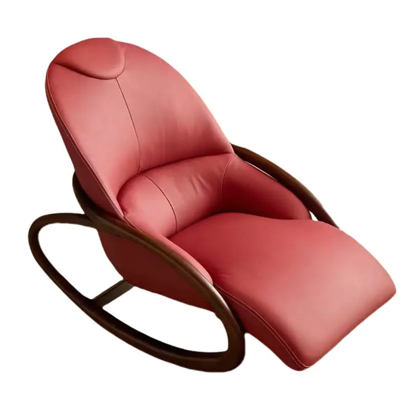 

Rocking leisure solid wood chair balcony single sofa lazy leisure chair leather sofa