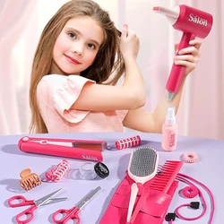 WizKidz Beauty Salon Set Pretend Play Doll Hair Stylist Toy Kit with Hairdryer Mirror Curling Iron Accessories for Kids for Girl