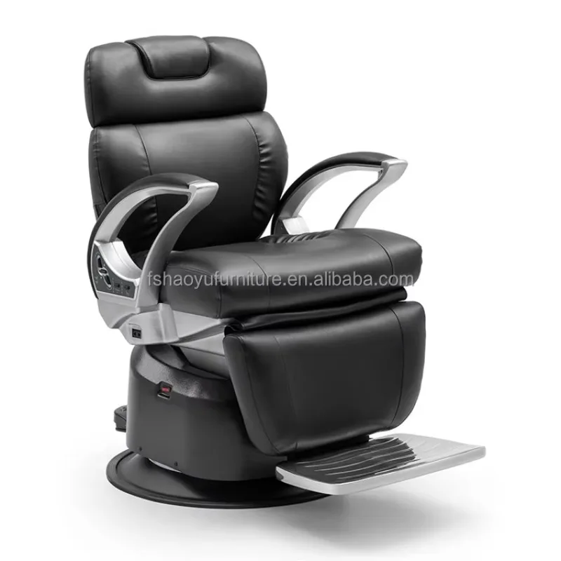 High End Quality Premium Electric Barber Chair 3 Motors Rotation Height Adjustment Recliner Barber Chair Mens Barbershop