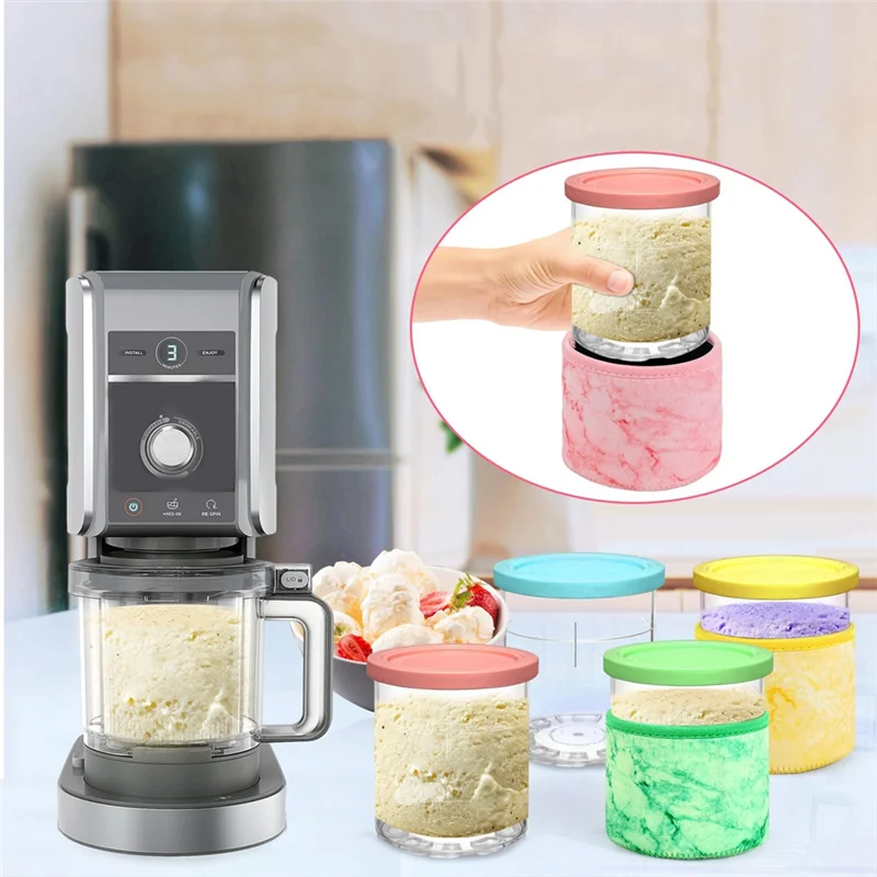 

ABGE-16Oz Neoprene Insulated Ice Cream Pints Accessories Parts For Ninja NC301 NC300 NC299AMZ Series Ice Cream Maker Containers