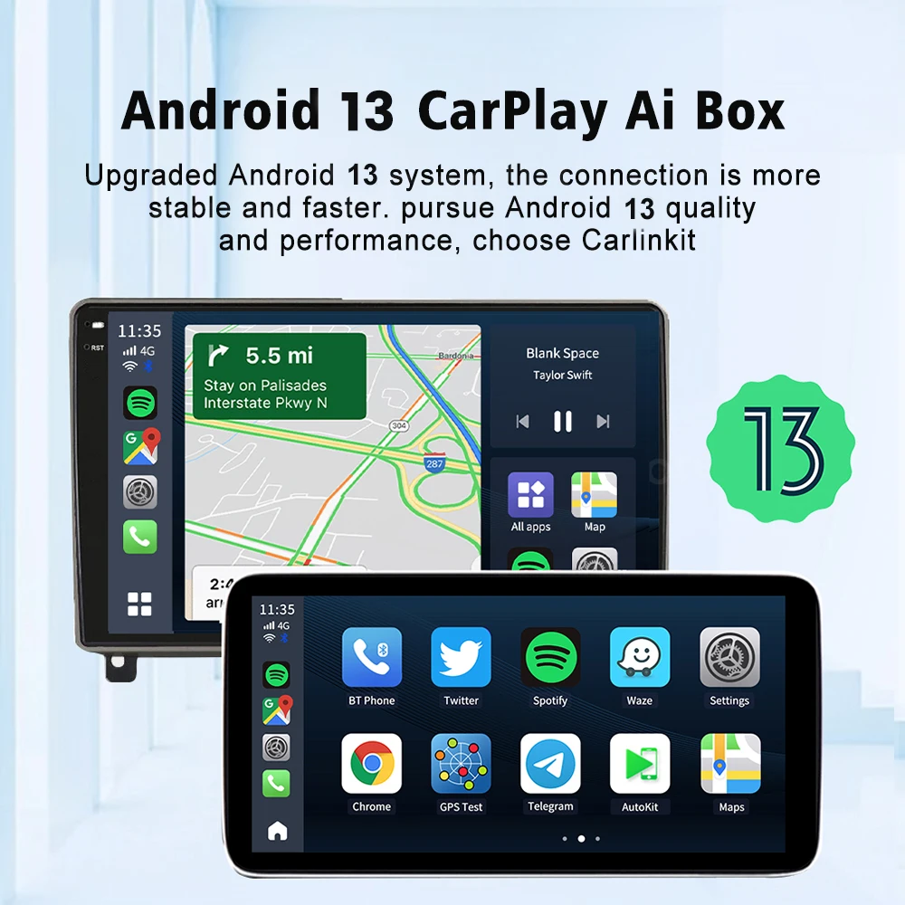 QCM665 Carlinkit Tv Box Android 13 Plus For Netflix For YouTube Wireless CarPlay Android Auto 4GLTE GPS Car intelligent Box