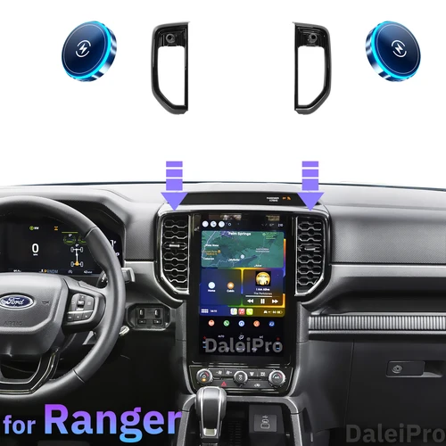 Imagen 1 del producto Para Ford Ranger Raptor Tremor 2023-2025 soporte de teléfono para coche Dual diseñado personalizado soporte de carga inalámbrica para accesorios Ranger