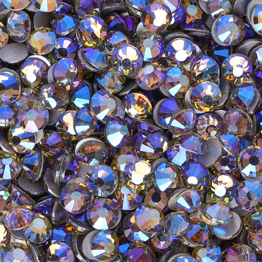 SS3-SS30 Purple Topaz Light Glass Flatback Rhinestone Glitter Round Silver Bottom Glue On Stones for Nail Art Clothes Decoration