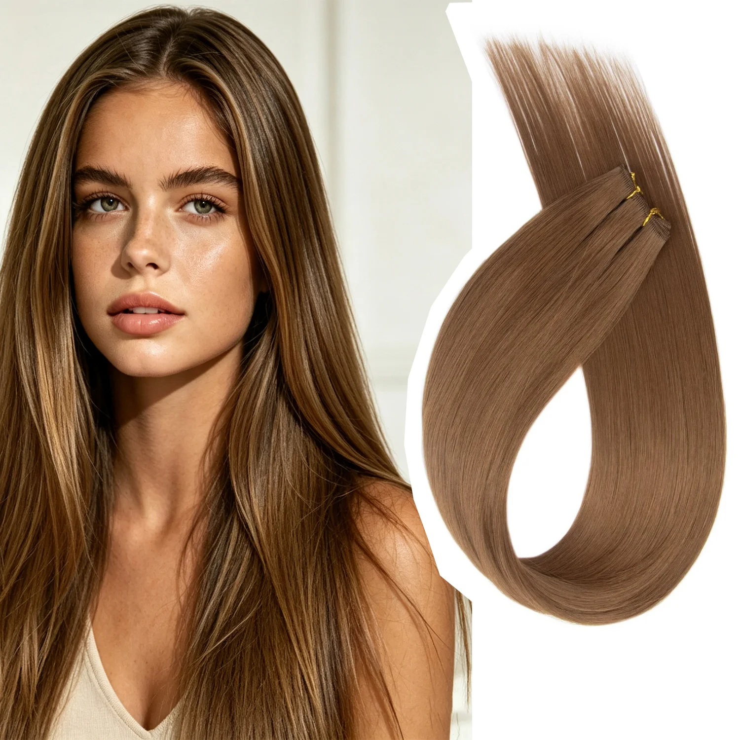 26 Inch 50g Straight Hair Bundles Ombre Blonde Brown Grey 27/613 Highlight M618 Synthetic High Temperature Fiber Hair Weaving