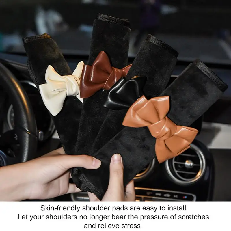 Car Seat Shoulder Strap Pads Cute Bow Tie Backpack Straps Neck Cushion Protector Breathable Seat Belt Cushion Helps Protect Your