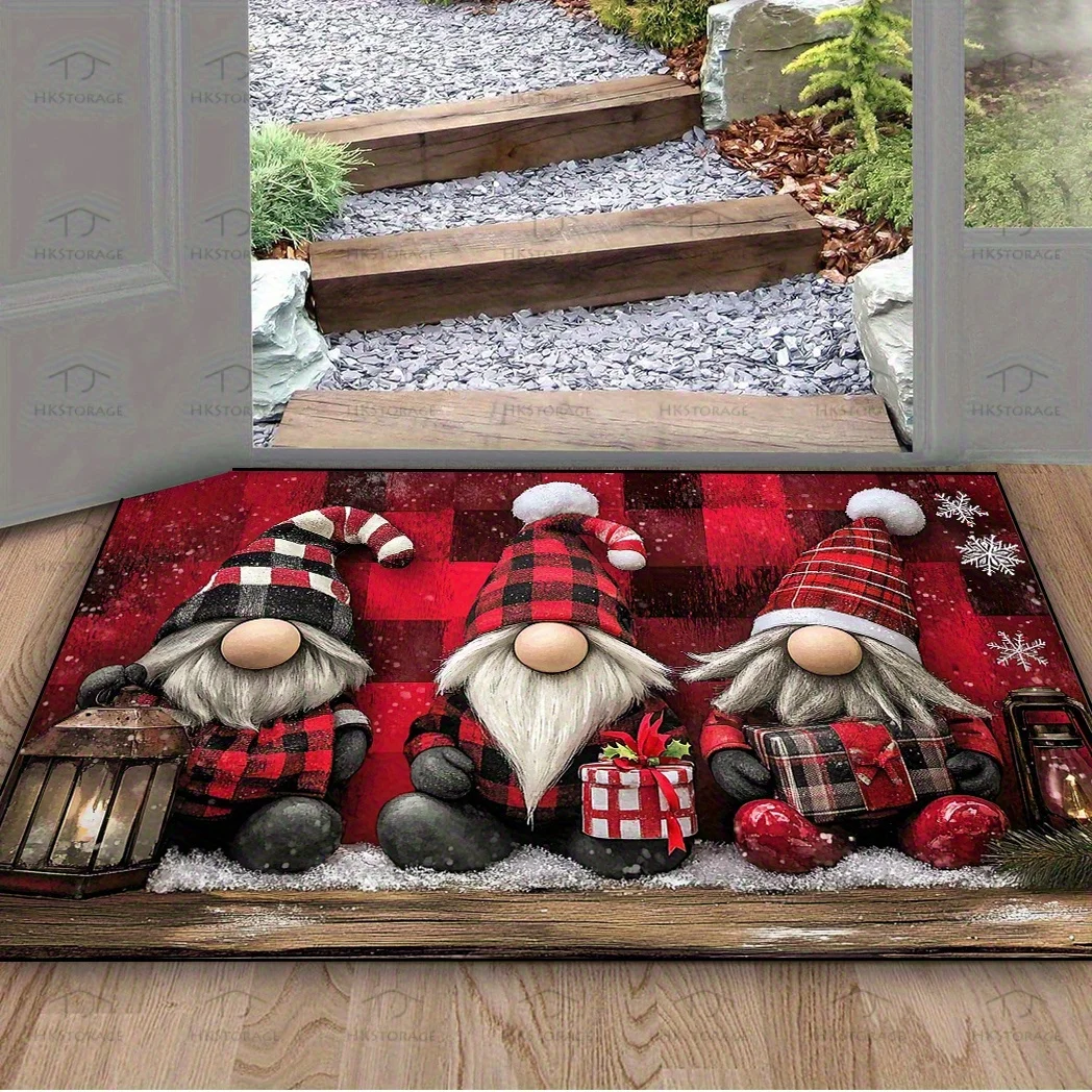 VIKAMA Christmas Dwarf Welcome Mat, Water-Absorbing And Non-Slip, Suitable For Use In Bathrooms, Porch Carpet, Home Decor