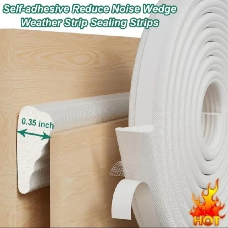 New 3M/6M Acoustic Insulation Foam Wedge Door Weather Stripping, Windows Seal Strip, Door Frame Gap Filler for 4.5-9mm Gaps Seal