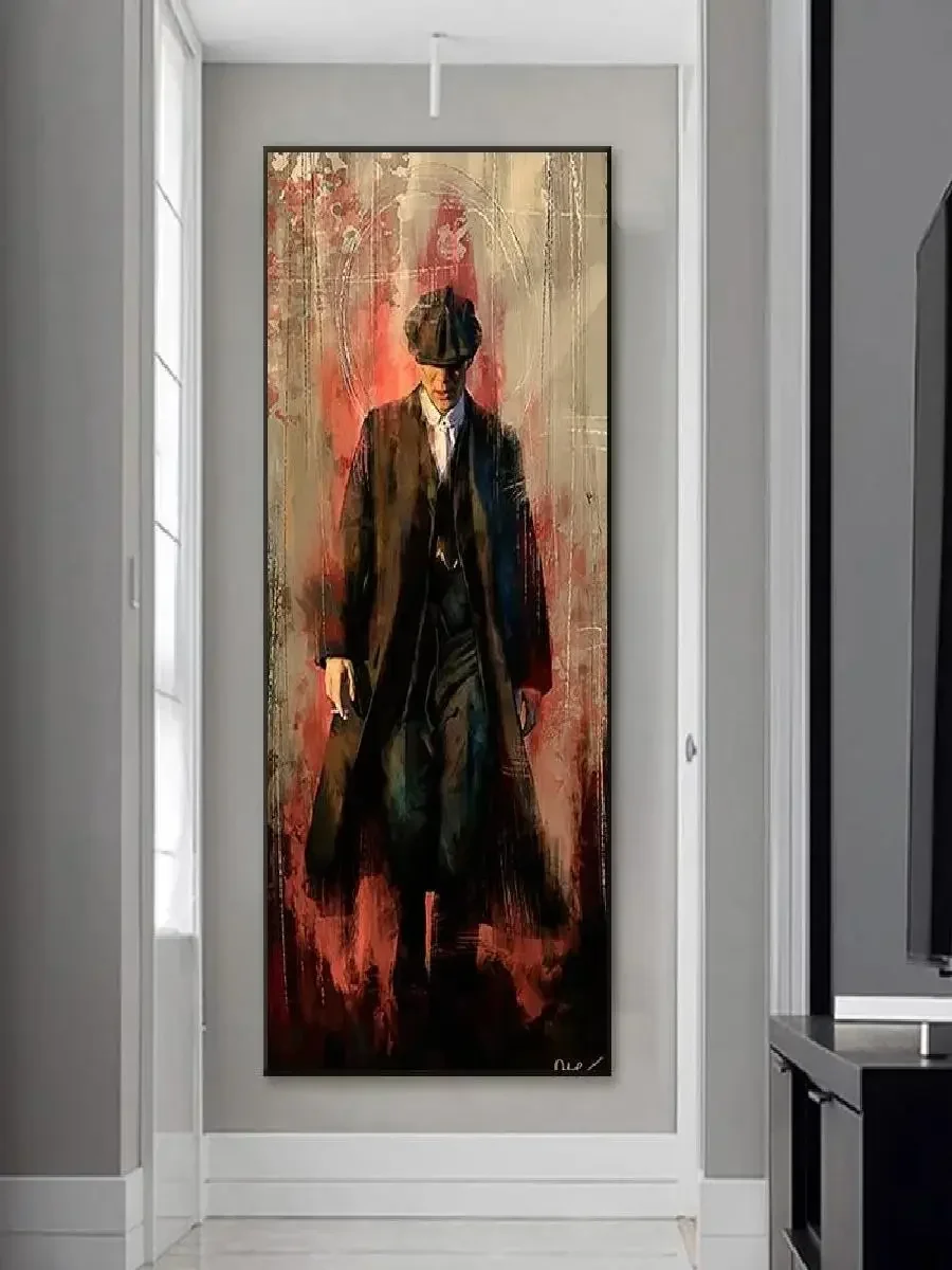 بيكي بليندرز قماش الكتابة على الجدران جدار الفن شيلبي الفيلم المشارك طباعة لغرفة المعيشة ديكور سترة واقية فريدة من نوعها جدارية اللوحة