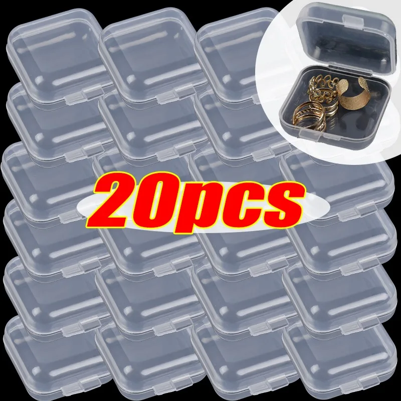 Mini Plastic Storage Box Transparent Jewelry Storage Box Container for Earring Ring Earplugs Packaging Storage Case 5-20PCS