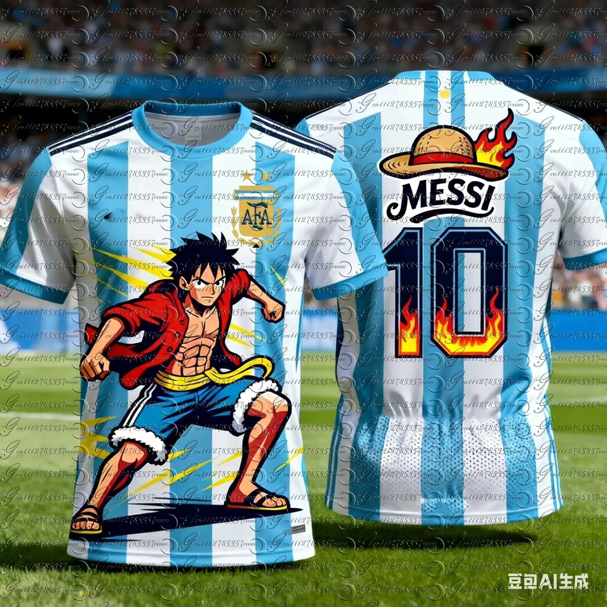 

2526 New Bandai Anime One Piece Luffy Summer Jersey T-shirt Oversized 3D Adult and Children's Multifunctional Christmas Jersey