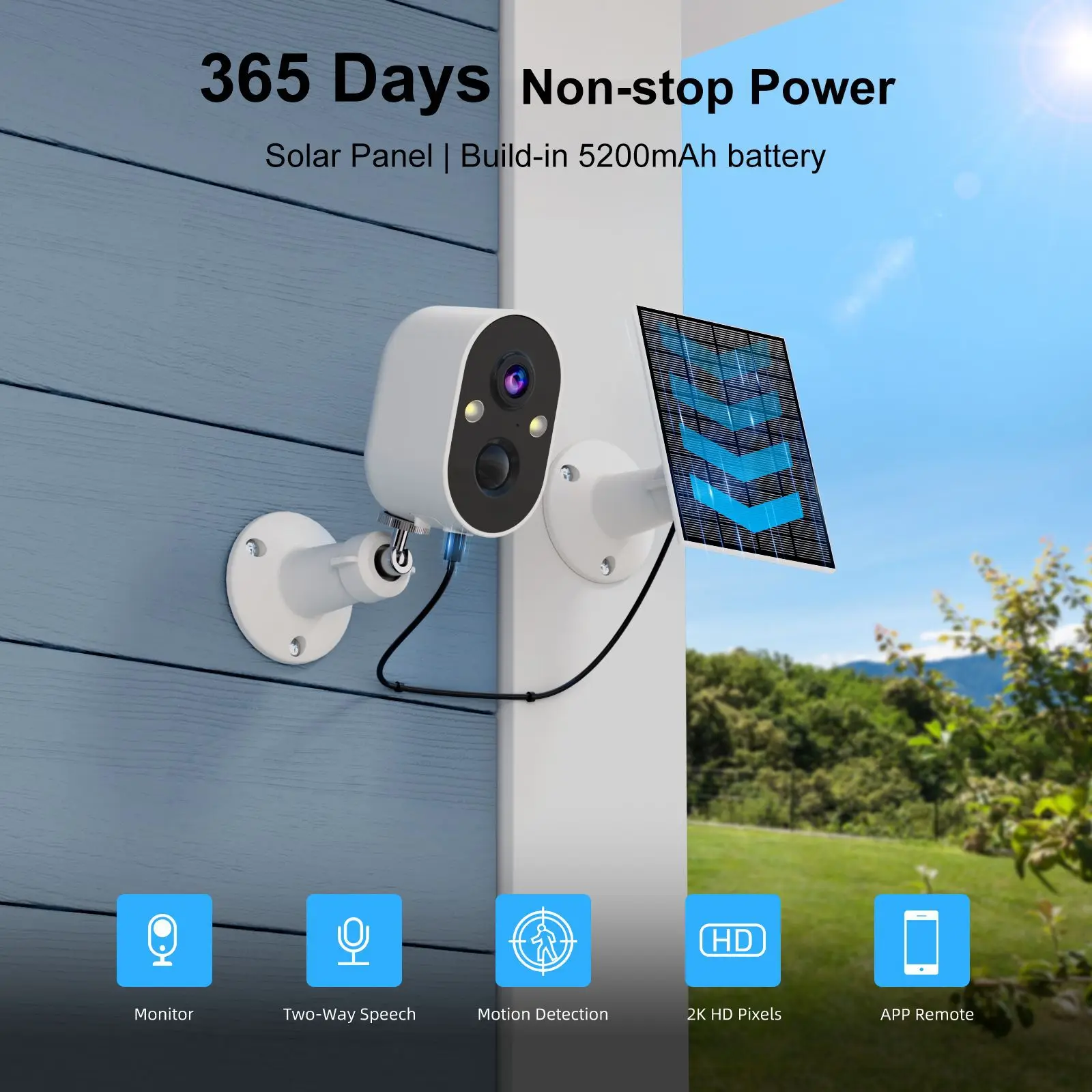 Waterproof Wireless Outdoor Wifi Solar Camera 2 Way Audio Webcam Night Vision Motion Detection Alarm House Surveillance Cameras
