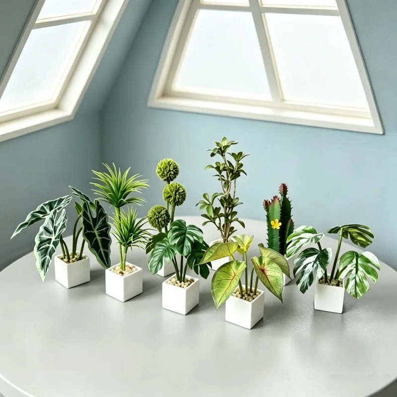1Pc, 1:6 Scale, Miniature Artificial Green Plant Potted Plant, DIY Dollhouse Decoration, Micro landscape Potted Greenery