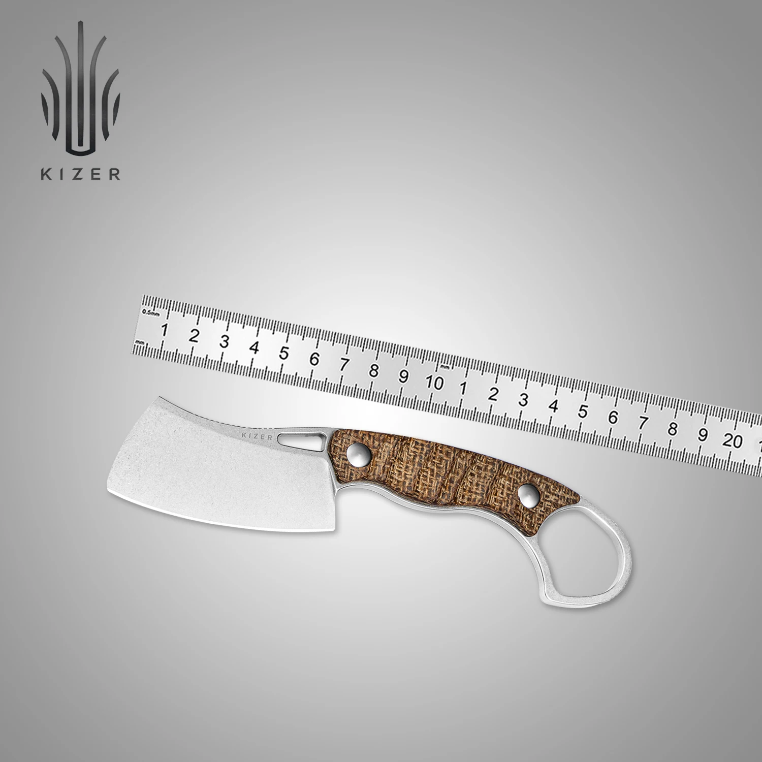 

Kizer Pocket Fixed Blade Knife 1065A3/1065A4 Little Rhino D2/AEB-L Steel Blade G10/Burlap Micarta Handle Camping Knives