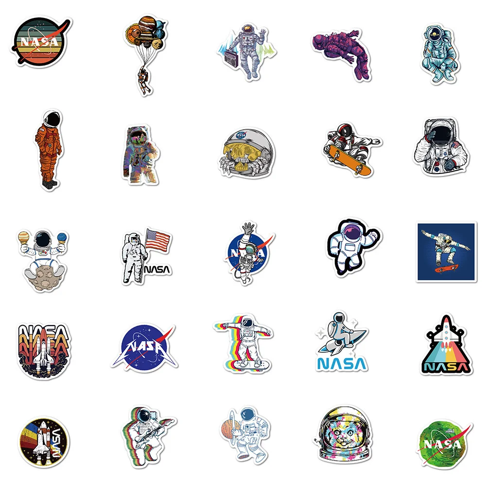 10/30/50PCS Cartoon Space Astronaut Personality Creative Sticker Desk Guitar Computer Refrigerator  Waterproof Sticker Wholesale