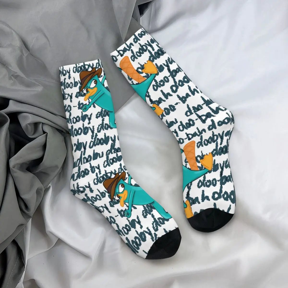 Crazy Design Perry The Platypus Agent calcetines de baloncesto, calcetines de equipo de poliéster, Unisex, antideslizantes