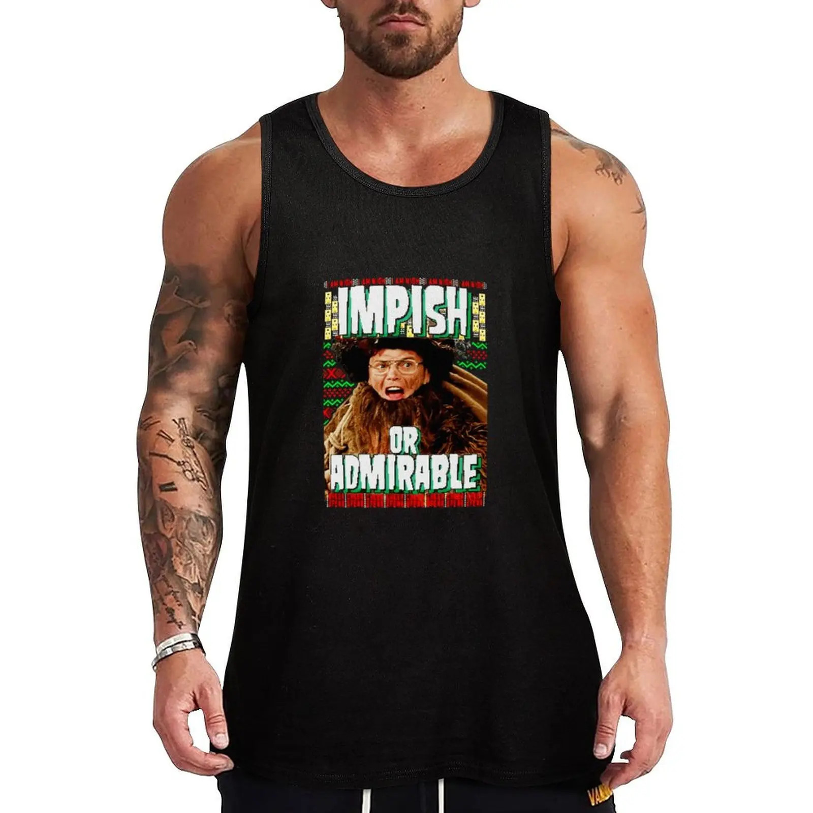 

Belsnickel i am Nigh impish or Admirable Cheer Christmas Ugly Funny The Office Tank Top Classic Fit Undershirt Everyday Wear
